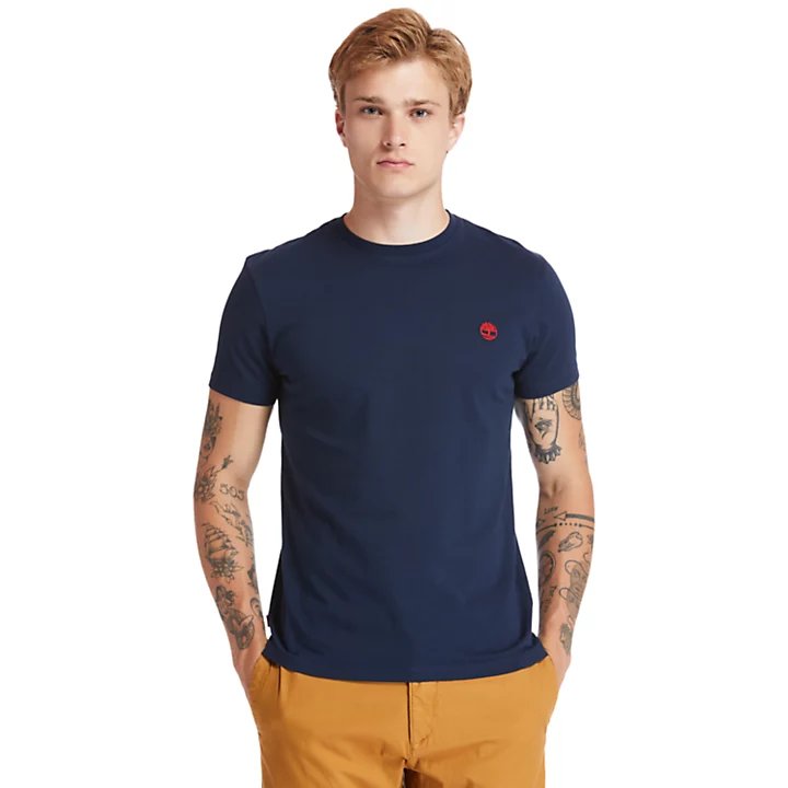 T-Shirt Girocollo da Uomo Timberland Dunstan River in Blu Scuro